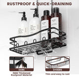 REINHARDT Shower Caddy Hanging, Rustproof Shower Caddy Anti-Swing Shower Organizer Over Showerhead No Drilling Shower Racks with Soap Holder Multi Hooks Bathroom Storage for Shampoo Sponge, Black REINHARDT