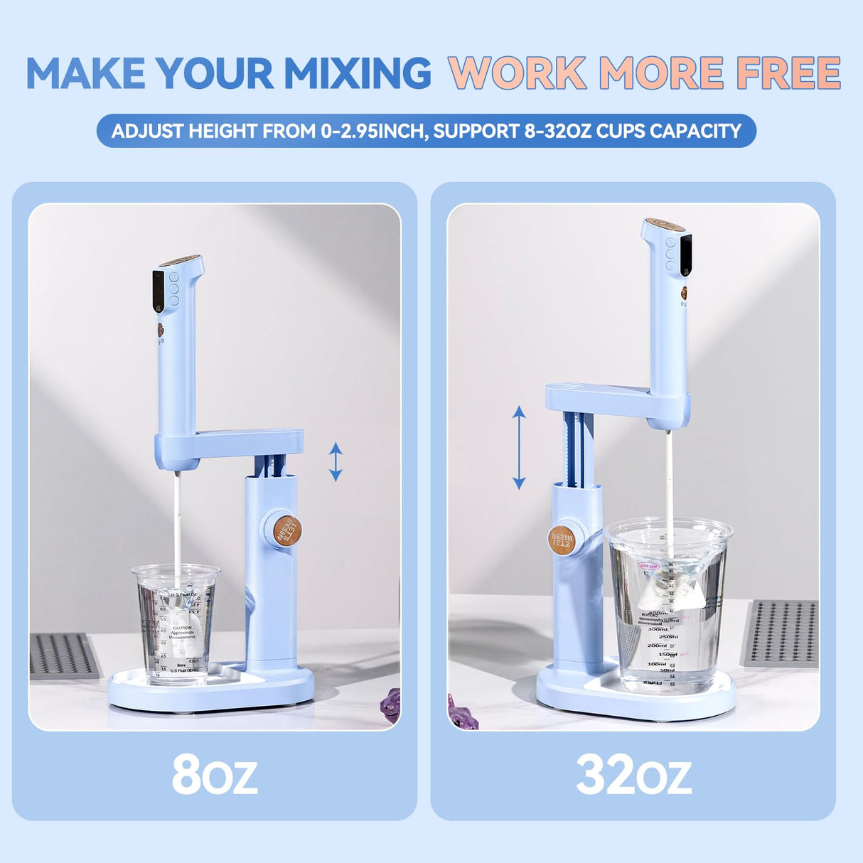 LET'S RESIN Upgraded Resin Mixer Master,3 Speeds Control Epoxy Mixer with AI Mode&HD Large Screen,Intelligent Resin Mixer Electric and Stand for Epoxy Resin,Molds,Soap Making(Included 2 Sizes Paddles) LET'S RESIN