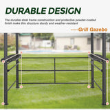 COOS BAY 8x5 Barbeque Grill Gazebo Outdoor BBQ Gazebo Canopy, Steel Frame Double-Tier Polycarbonate Top Canopy with Shelves Serving Tables COOS BAY