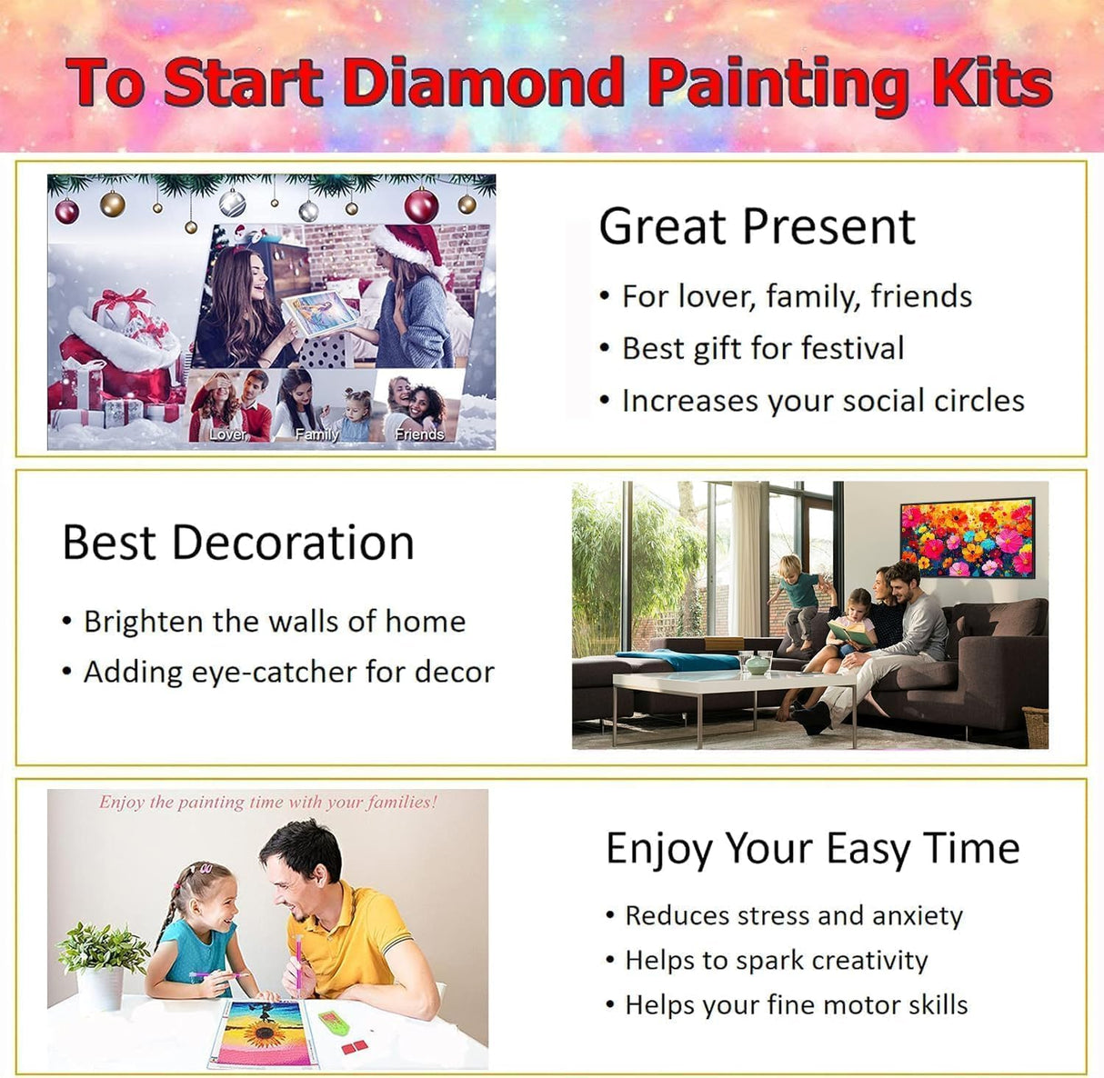 Ekuxom Large Diamond Art Kits for Adults-Christmas Diamond Painting Kits for Adults-Snow Train Round Full Drill Diamonds Art Painting Kit for Gifts Home Wall Decor 27.5 X 15.7 inch Ekuxom