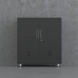 JINGUR Metal Storage Cabinet with Locking Doors and Adjustable Shelf, Small Lockable Sideboard Buffet Cabinet for Home Office Hallway Entryway Living Dining Room (Black) JINGUR