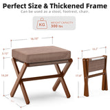 BAMBOOHOMIE Foldable Foot Stool Ottoman, Modern Foot Rest with Bamboo X Legs & Thick Foam Cushion, Folding Foot Stools Small Padded for Bedroom Living Room, Makeup Vanity Stool Chair (Brown - Brown) BAMBOOHOMIE