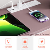 YILQQPER Dresser for Bedroom TV Stand with Power Outlets and LED Light, 6 Drawers Dresser with Side Pockets & Hooks, Wide Dresser with Shelves for 45" TV, Fabric Chest of Drawers with PU Finish, Pink YILQQPER