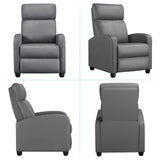 Yaheetech Recliner Chair PU Leather Recliner Sofa Home Theater Seating with Lumbar Support Overstuffed High-Density Sponge Push Silver Gray Recliners Yaheetech