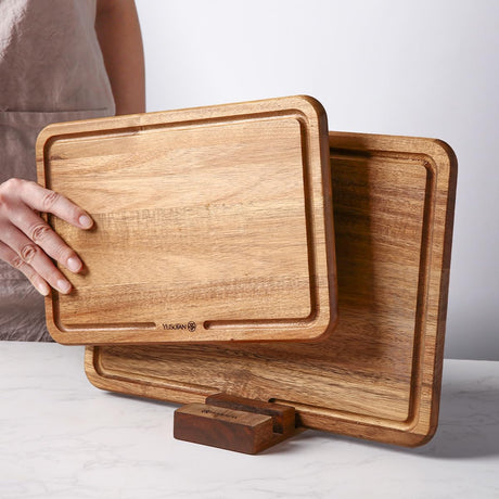 YUSOTAN Wood Cutting Board Set of 3 for Kitchen, Acacia Wooden Cutting Boards, Thick Chopping Board with Deep uice Groove Butcher Block, Wooden Trays for Meat, Fruit and Cheese YUSOTAN