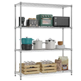 MZG 1400 lbs 4 Tier Storage Rack Metal Wire Shelving Unit, Storage Standing Household Shelf Organizer for Kitchen Pantry Closet Garage Basement Utility Room, Chrome 15.8" D x 45.3" W x 59.4" H M MZG