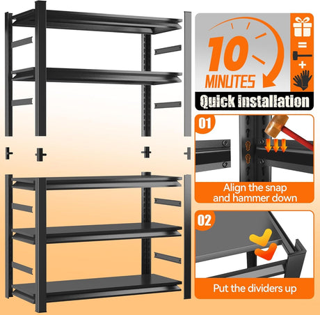 5 Tiers Book Shelves, Office Shelf Organizer, Heavy Duty Book Shelving, Adjustable Bookshelf, Freestanding Book Shelves, Book Shelves for Living Room, Black Bookshelves (47.2"W*23.6"D*72"H) BEESTMUEBLE