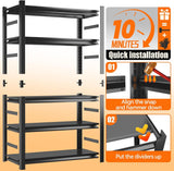 5 Tiers Book Shelves, Office Shelf Organizer, Heavy Duty Book Shelving, Adjustable Bookshelf, Freestanding Book Shelves, Book Shelves for Living Room, Black Bookshelves (47.24"W*18"D*78"H) BEESTMUEBLE