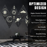 Tutmyrea 6 Pack Art Acoustic Panels Soundproof Wall Panels with Self-Adhesive, 20x12inchs Sound Absorbing Panels Boho Wall Decor, Gothic Decorative Acoustical Wall Panels Moon Stars Sun Phases Tutmyrea