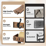 29'' Rustic Coat Rack Wall Mount with Shelf and Key Hooks, Solid Wood Key Holder Wall Mount, Farmhouse Wall Organizer for Mail, Entryway Wall Hangers for Hats, Clothes, Backpacks, Dog Leashes, Mudroom Facilite