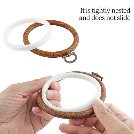 Piutouyar 3 Pieces 4 Inch Embroidery Hoop Set Imitated Wood Display Frame Embroidery Hoops Circle Cross Stitch Hoop Ring for Art Craft Sewing and Hanging Ornaments Decor Piutouyar