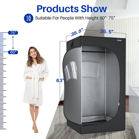 TOREAD Full Size Sauna 600D Canvas, Portable Steam Saunas Tent Fold-able with 2.6L 1000W Steam Generator Remote Control（63"x31.5"x31.5"） TOREAD