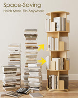 Masupu Rotating Bookshelf, Tall 4 Tier Rotating Spinning Bookshelf Tower, 360 Spinning Floor Standing Bookcase Storage Rack, Conner Rotating Book Shelf for Kids Rooms, Bedroom, Living Room Masupu