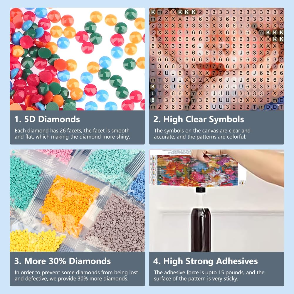 FHBUBPUP Butterfly Diamond Painting Kits for Adults, Flower Diamond Art Kits for Beginners - DIY Full Drill Round Diamond Dot Gem Art, Craft Gift Suitable for Home Wall Decoration 12×12Inch FHBUBPUP