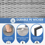 HYDRAGARDEN 3PCS Patio Furniture Set, Outdoor Wicker Bistro Conversation Set with Padded Cushions & Glass Table, Garden Rattan Chair Set for Porch Balcony Backyard (Plus Grey Wicker & Grey Cushions) EARLGROVE