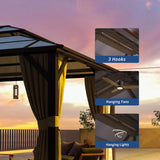 Jolydale Hardtop Gazebo, 10FTx12FT Polycarbonate Double Top Canopy, Aluminum Frame Permanent Pavilion with Curtains and Netting, for Lawns, Patios, Gardens Jolydale