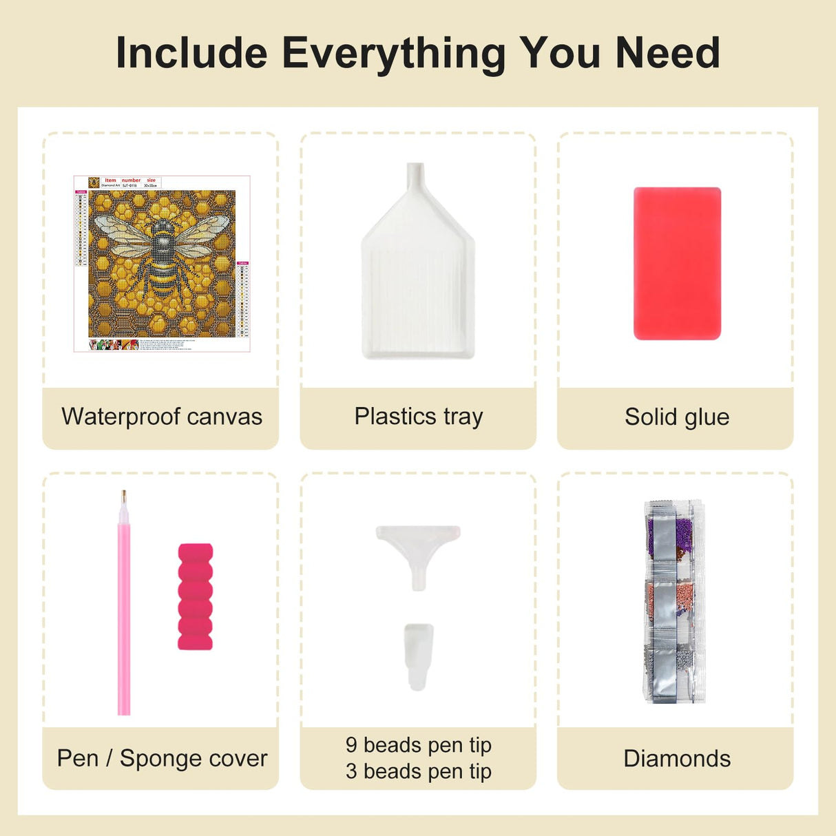 SJUTOUCI Diamond Painting Kits for Adults, Bee Diamond Art Kits for Beginners, 5D DIY Full Drill Gem Craft Art for Home Decor Gift 11.8x11.8 inch, Animal SJUTOUCI