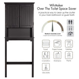 UTEX Bathroom Storage Over The Toilet, Above Toilet Storage Cabinet Organizer with Adjustable Shelves and Double Doors, Espresso UTEX