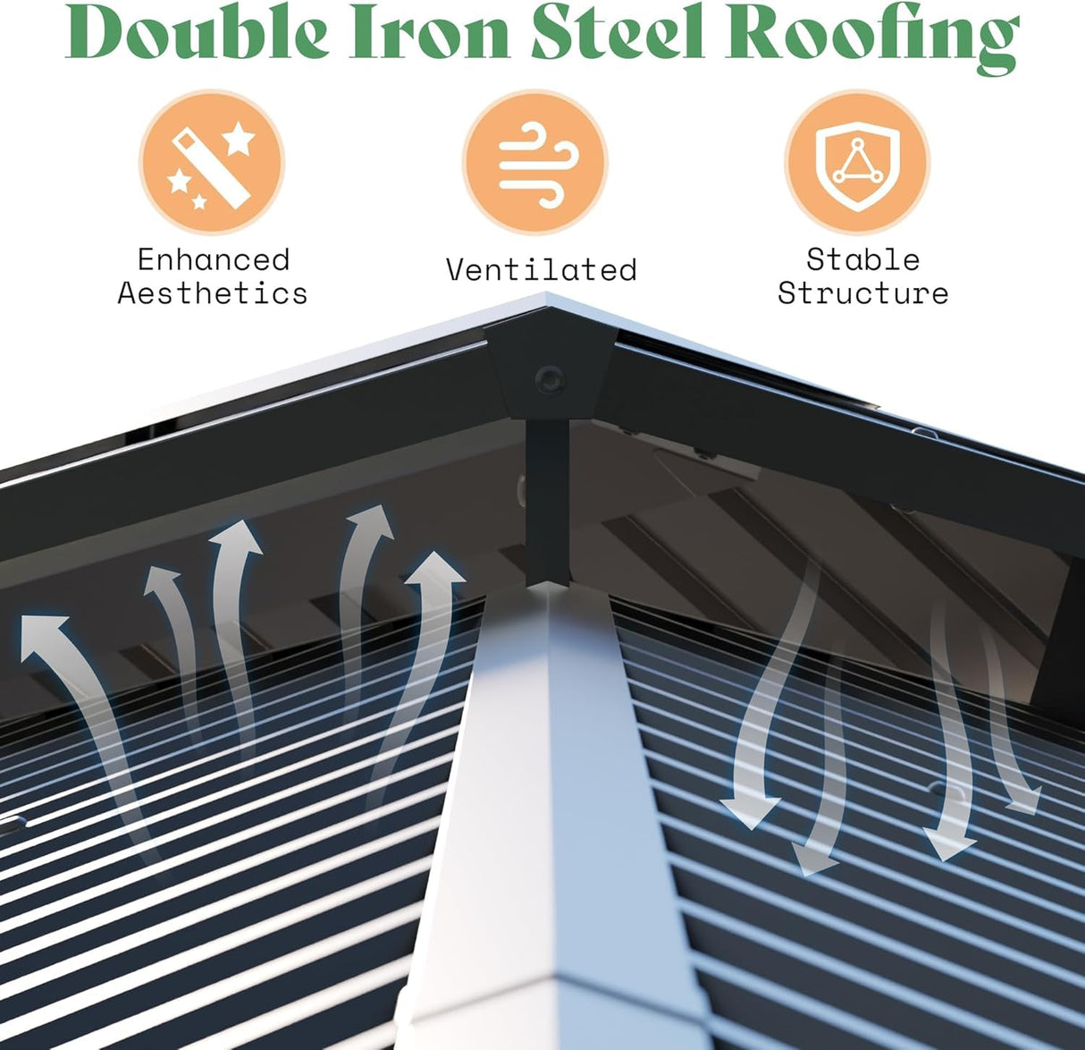 AMERLIFE 13x15 Spruce Wood Gazebo, Hardtop Gazebo with Double Iron Roof & Storage bar, Outdoor Paviloin with Wood Frame for Patio, Parties, Garage, Lawns AMERLIFE