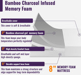 PayLessHere Memory Foam Mattress Cooling Gel Bamboo Charcoal Infused Mattress 8 inch Mattress CertiPUR-US Certified Breathable Bed Mattress for Cooler Sleep Supportive & Pressure Relief,White Twin PayLessHere