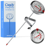 CRAFT911 Candy Thermometer with Pot Clip - Deep Fry Oil Thermometer for Frying - Cooking Thermometer for Frying Oil Candle Making Hot Oil Deep Fryer Thermometer 8" Side of Pot Thermometer Craft911