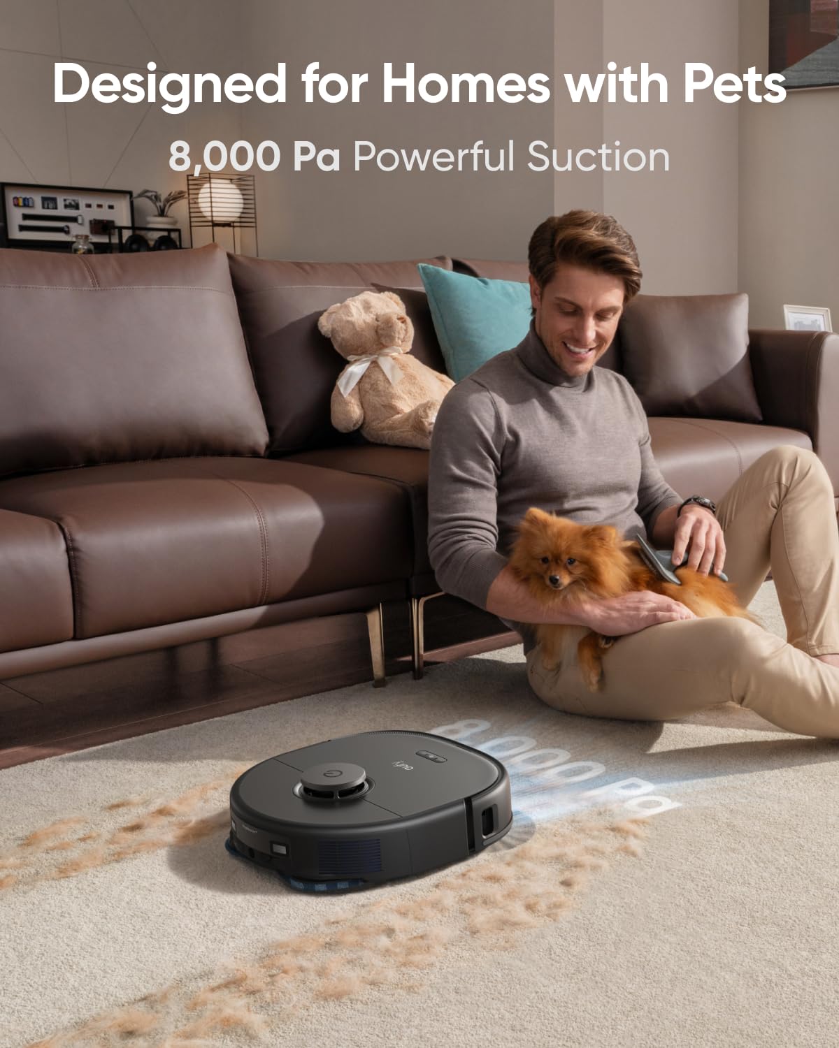 eufy X10 Pro Omni Robot Vacuum and Mop Combo, 8,000 Pa Suction, Dual Mops with 12 mm Auto-Lift and Carpet Detection, AI Obstacle Avoidance, Auto Mop Washing, Auto Drying, Self-Emptying, Self-Refilling eufy