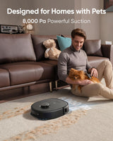 eufy X10 Pro Omni Robot Vacuum and Mop Combo, 8,000 Pa Suction, Dual Mops with 12 mm Auto-Lift and Carpet Detection, AI Obstacle Avoidance, Auto Mop Washing, Auto Drying, Self-Emptying, Self-Refilling eufy