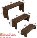 Yikaroeli Display Risers-3 Tier Wood Risers Decorative Rectangular Display Stands Arranging and Showcasing your favorite items(6-piece Set) (Brown Wood) Yikaroeli