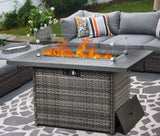 LayinSun 44" Propane Gas Fire Pit Table, 55000 BTU Rectangular Fire Pit with Glass Wind Guard for Outside Patio Deck Garden Backyard Gray-Aluminum Top LayinSun