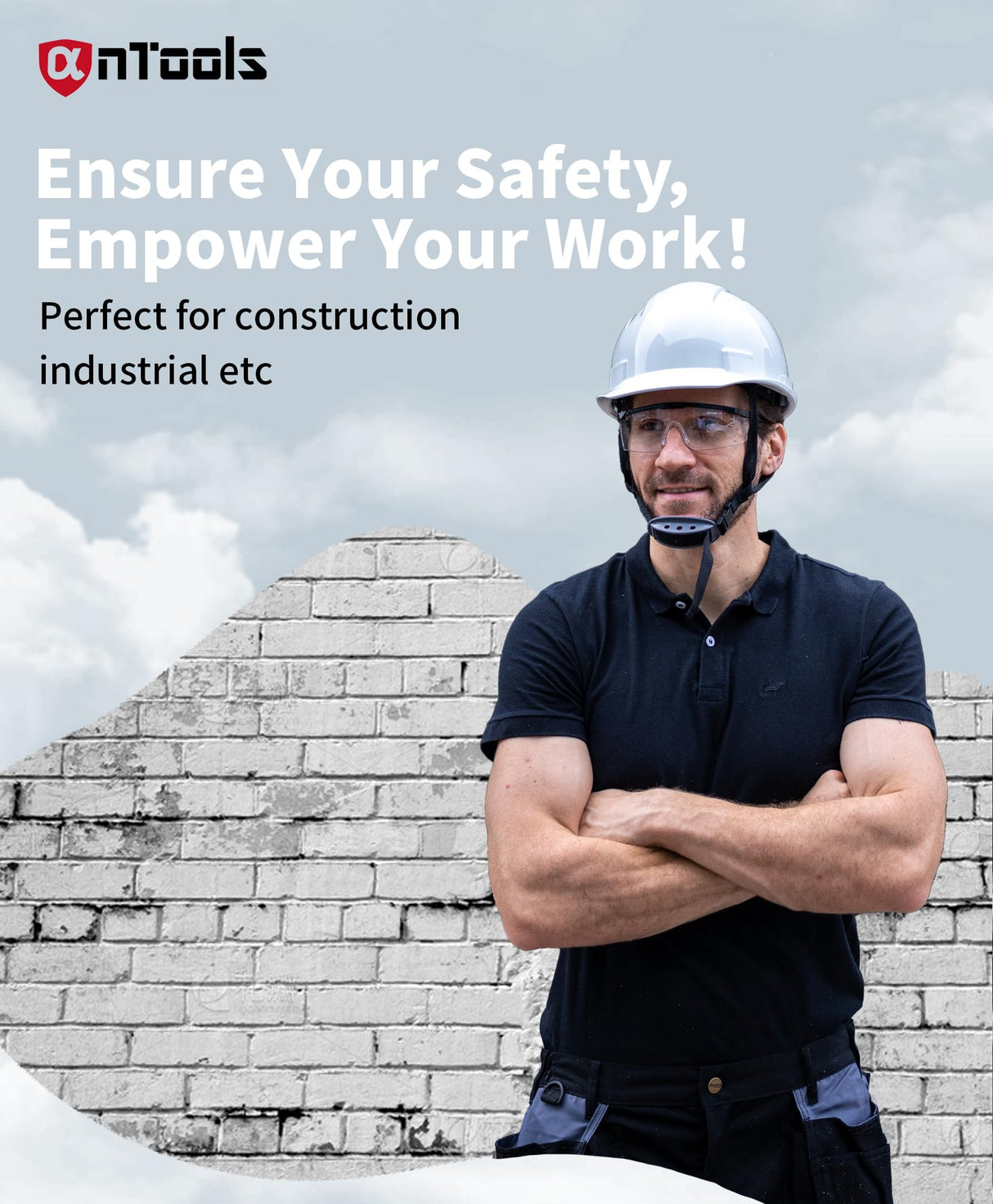 AnTools White Cap Style Hard Hat, OSHA Construction Work Approved, 4-Point Adjustable Suspension, ANSI Z89.1 AnTools