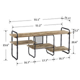 VECELO TV Stands for 55 Inch,Entertainment Center/Media Console Table with Adjustable Storage Shelves for Living Room/Bedroom,Grey VECELO
