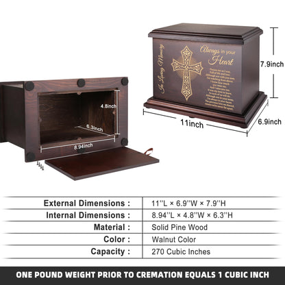 Cremation Memorial Urns for Human Ashes Adult Male Female, Wooden Urns Box and Casket for Ashes Men Women Child, Large Burial Funeral Urns for Ashes, Holds Up to 270 LBS - WoodArtSupply