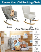 CRFATOP Jacquard 1 PC Nursery Rocking Chair Recliner Covers Upholstered Glider Rocker Banquet Armchair Slipcover Stretch Accent Chairs Furniture Protector for Living Room Bedroom Offices,White CRFATOP