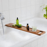 Navaris Wood Bath Tray Shelf - Walnut Bathtub Tray Caddy Tub Holder for Tablet, Books, Candles, Massage Oil - Real Walnut Wood with Simple Design Navaris