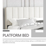 Zoophyter Upholstered Platform Bed Frame Full Size with Headboard,Strong Wooden Slats Support No Box Spring Needed Easy Assembly Beige Velvet Zoophyter