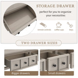 Knocbel Distressed Entryway 4-Drawer Console Table with Bottom Open Shelf, Entry Hallway Foyer Sofa Long Table with Solid Wood Frame & Legs, 220lbs Weight Capacity, 60" W x 11" D x 34" H (Gray Wash) Knocbel