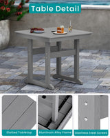 BIVODA 5-Piece HDPE Outdoor Patio Dining Set (Includes 1 Square Table and 4 Chairs) (All-Weather, Easy to Assemble, Umbrella Hole, 10+ Years of Lifespan) - Grey BIVODA