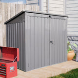 Ball & Cast 62" Garbage Bin Shed Stores 2 Trash Cans Metal Outdoor Storage,Stainless Galvanized Steel House with Sloped Roof & Lockable Door,Waterproof Cabinet Shelter for Patio,Lawn,Gray Ball & Cast