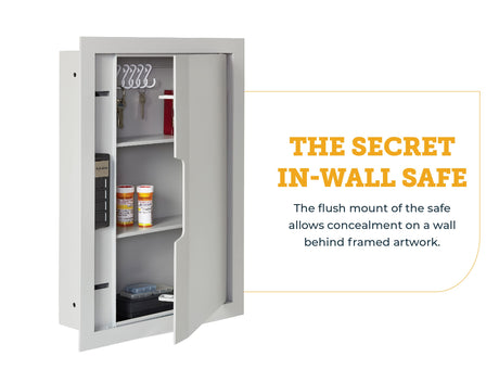 SnapSafe In Wall Gun Safe and Money Safe, Light Grey, 75413 - Hidden Safe Provides Security for your Firearms & Valuables, Keypad Entry - Fits Between 2 Wall Studs, Flush Mount, Ideal for Home, Office SnapSafe