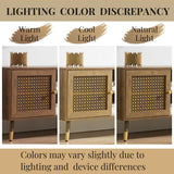 JYED DECOR Modern Entertainment Center for TVs up to 75 inches, Boho TV Console with Storage Cabinet and Open Shelves, Large TV Stand for Living Room, Bedroom, Office, Rustic JYED DECOR