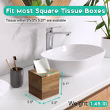 ALELION Tissue Box Cover Square - Acacia Wood Tissue Box Holder for Tabletop Night Stands Bathroom Office - Decorative Facial Cube Tissue Box Cover for Modern Farmhouse Decor ALELION