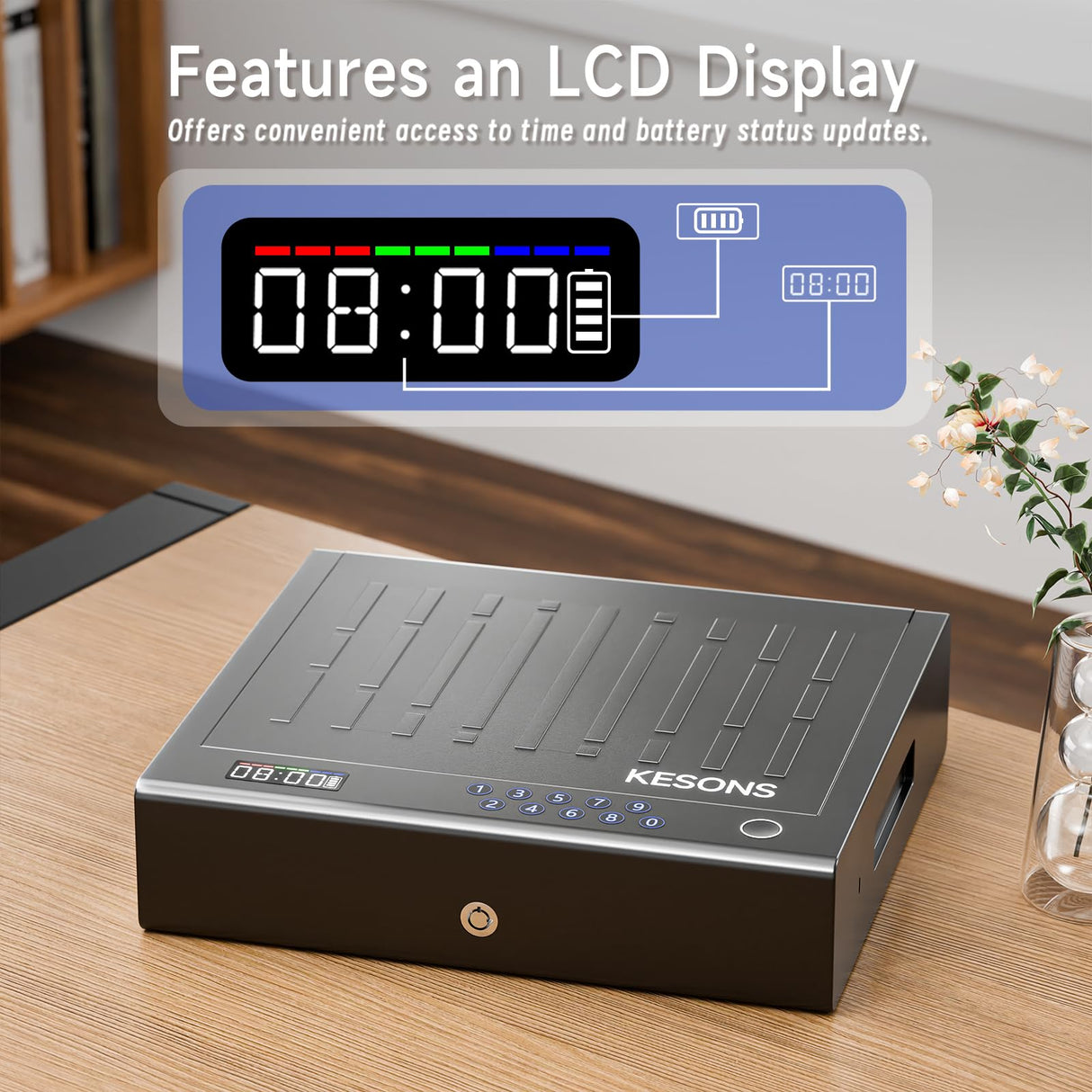 KESONS Gun Safe,Biometric Gun Safe for Pistols,Fingerprint ≤0.1s Quick Access Handgun Safe Pistol Safe with LCD Display for Time Battery/Full-digital Keypad,Safe for Nightstand,car (Frosted Black) KESONS