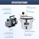 Orion Motor Tech 3.5cfm Vacuum Pump and Chamber Kit, 2 Gallon Vacuum Chamber and 38 Micron Vacuum Pump Epoxy Resin Chamber Kit, 7.6L Vacuum Chamber with Pump for Casting Degassing, Oil Incl. Orion Motor Tech