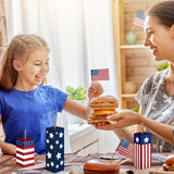 Weysat 3 Pcs Patriotic Wood Block Sign Memorial Day 4th of July Table Decor Glitter Red White Blue Star Signs Firework Tabletop Centerpiece American Flag Independence Day Tiered Tray Decor for Home Weysat