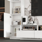 TAMUNE Large Entertainment Center with Bookshelves, High Gloss Wall Unit TV Stand, Modern Media Center with Shelves and Drawers, Doors, for Living Room White 11.8”D x 94.5”W x 78.7”H TAMUNE