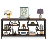 Tribesigns 70.9 Inches Sofa Console Table with 4 Tier Wood Storage Shelves, Industrial Extra Long Narrow Entryway Accent Tables for Hallway, Living Room, Foyer (Rustic Brown) Tribesigns
