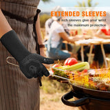 HAMITOR BBQ Grill Gloves Heat Resistant: 1472℉ High Temp Resistance Fireproof Glove for Grilling Smoking Barbecue - Washable Long Oven Mitts Extreme Hot Proof Mitts for Kitchen Cooking Baking Redriver