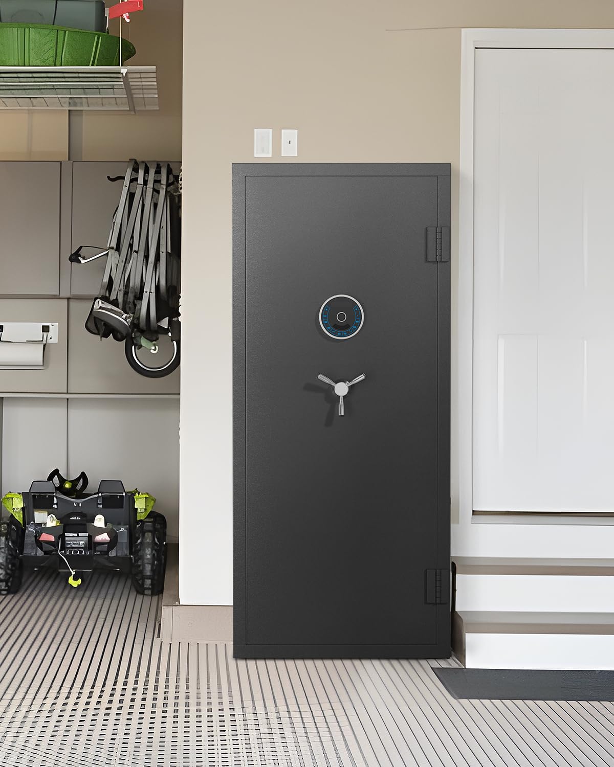 Luzfuego 20-25 Large Gun Safe, Fingerprint Gun Safe for Rifles and Pistols with LCD Keypad & Gun Rack, Unassembled Long Gun Cabinet for Home and Shotguns with Mute Function & Dual Alarm Luzfuego