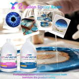 JINH Epoxy Resin 2 Gallon, Upgraded Crystal Clear Epoxy Kit UV Resistant No Bubble Self Leveling, 1 Gallon Resin and 1 Gallon Hardener Kit for DIY Art, Jewelry, Resin Art, Molds, Countertops JINH