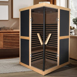 OUTEXER 2 Person Sauna Infrared Saunas APP Control 7 Color Light 1980W Wooden Home Spa Room Canadian Hemlock Wood Low-EMF Indoor Saunas 47.2 * 47.2 * 75.6inch OUTEXER